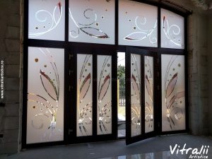 Geamuri Sablate Colorate Usi de exterior 9